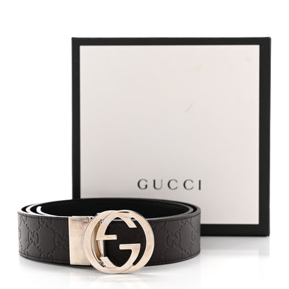 Gucci Guccissima Signature Interlocking G Reversible 37mm Belt 95 38 Black Cocoa 7 of 7