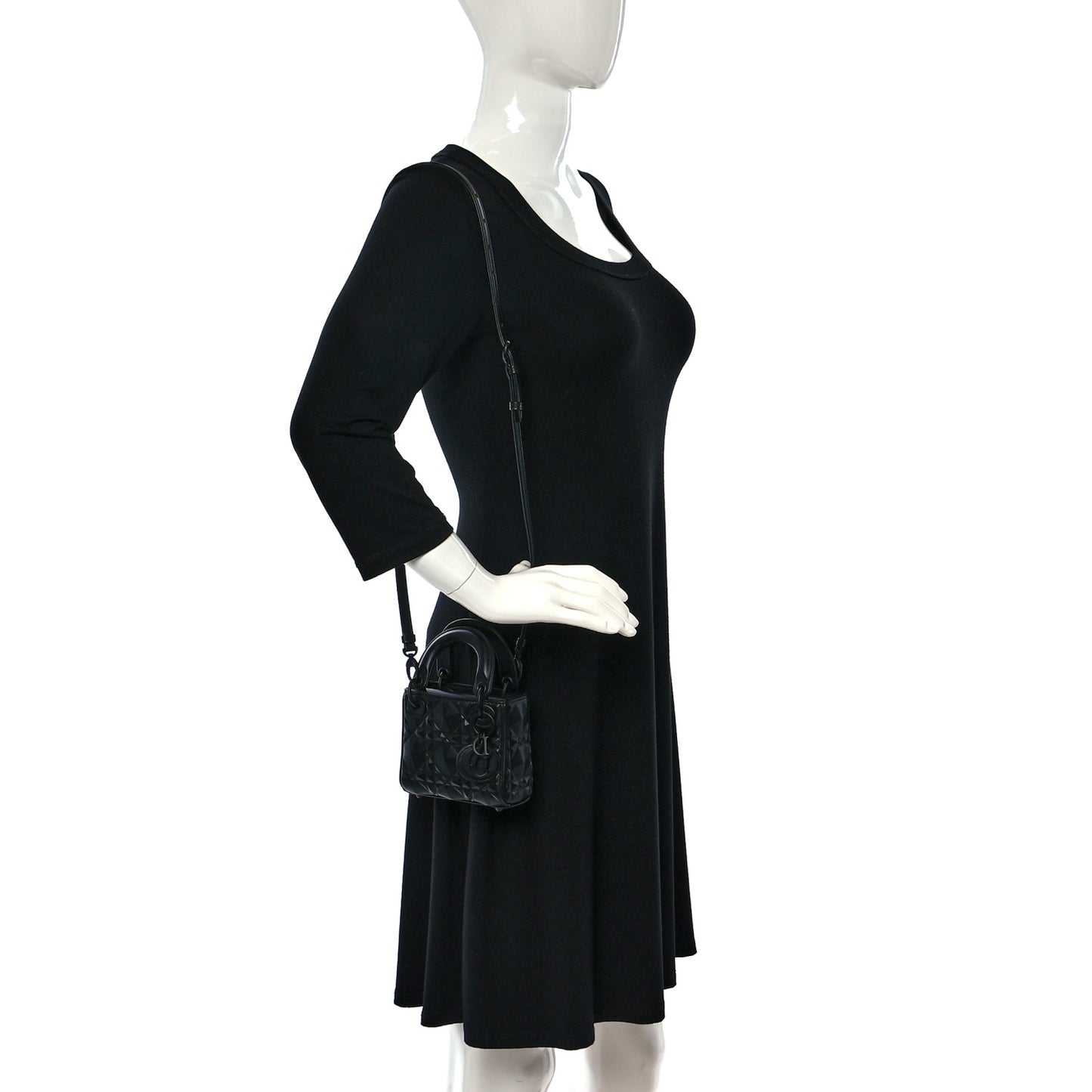Calfskin Cannage Diamond Micro Lady Dior Black