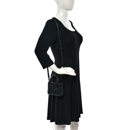 Christian Dior Calfskin Cannage Diamond Micro Lady Dior Black 2 of 9