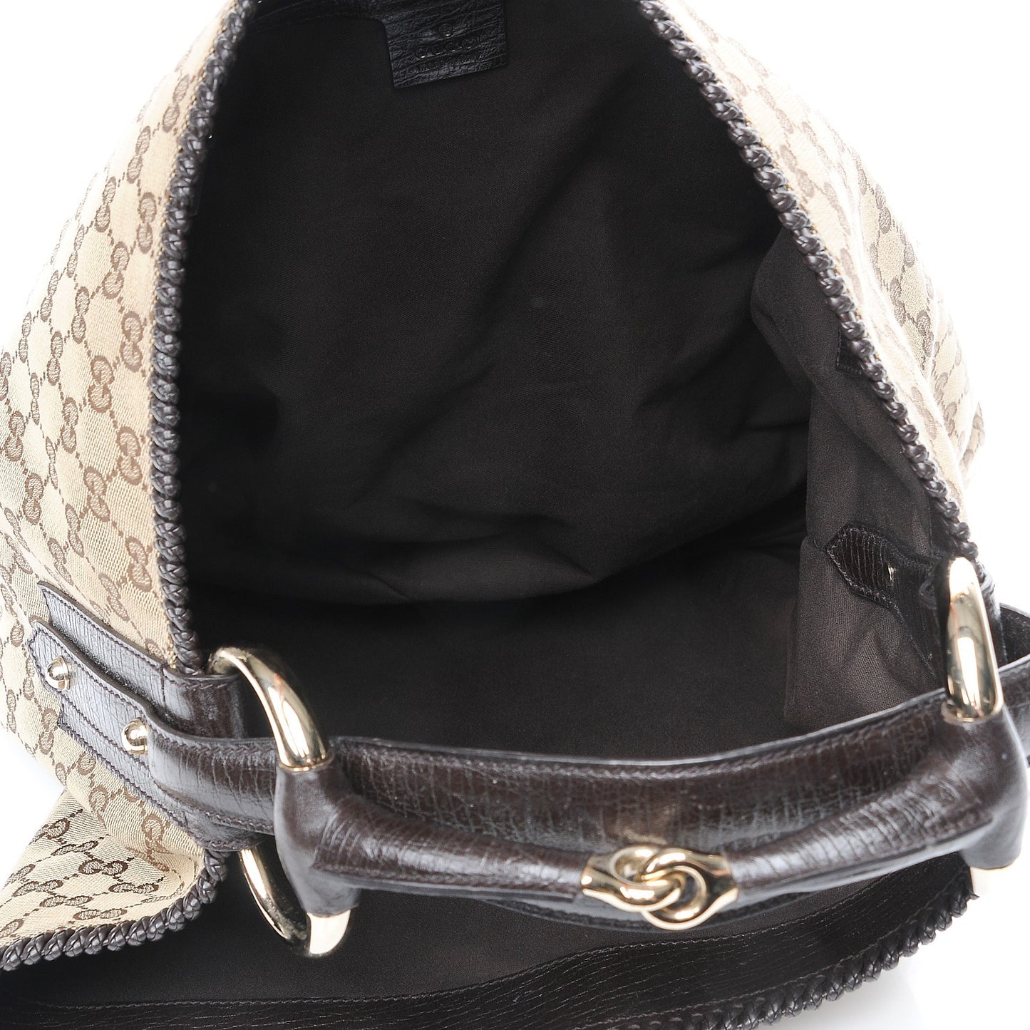 Monogram Large Horsebit Chain Hobo Dark Brown
