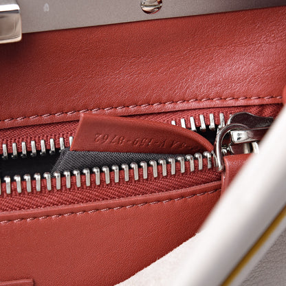 Fendi Vitello Seta Burro Medium Peekaboo Iconic Satchel Grigio Polvere Mattone 9 of 16