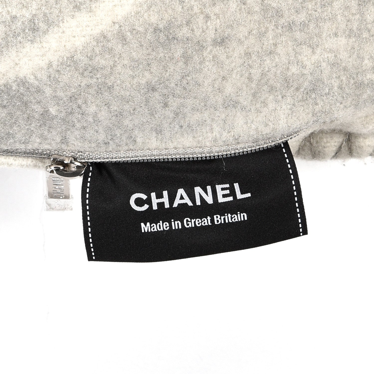 Chanel Merino Wool Cashmere CC Pillow Grey Off White 3 of 3