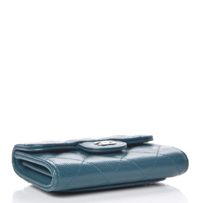 Chanel Caviar Quilted Card Holder Wallet Dark Turquoise 4 of 9