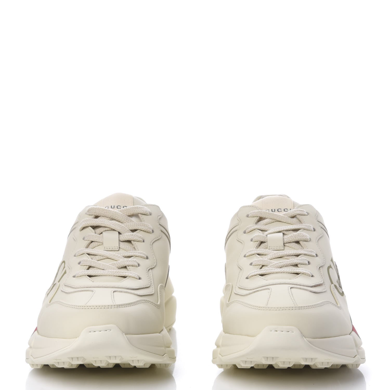 Gucci Calfskin Logo Womens Rhyton Sneakers 38.5 Ivory 3 of 10