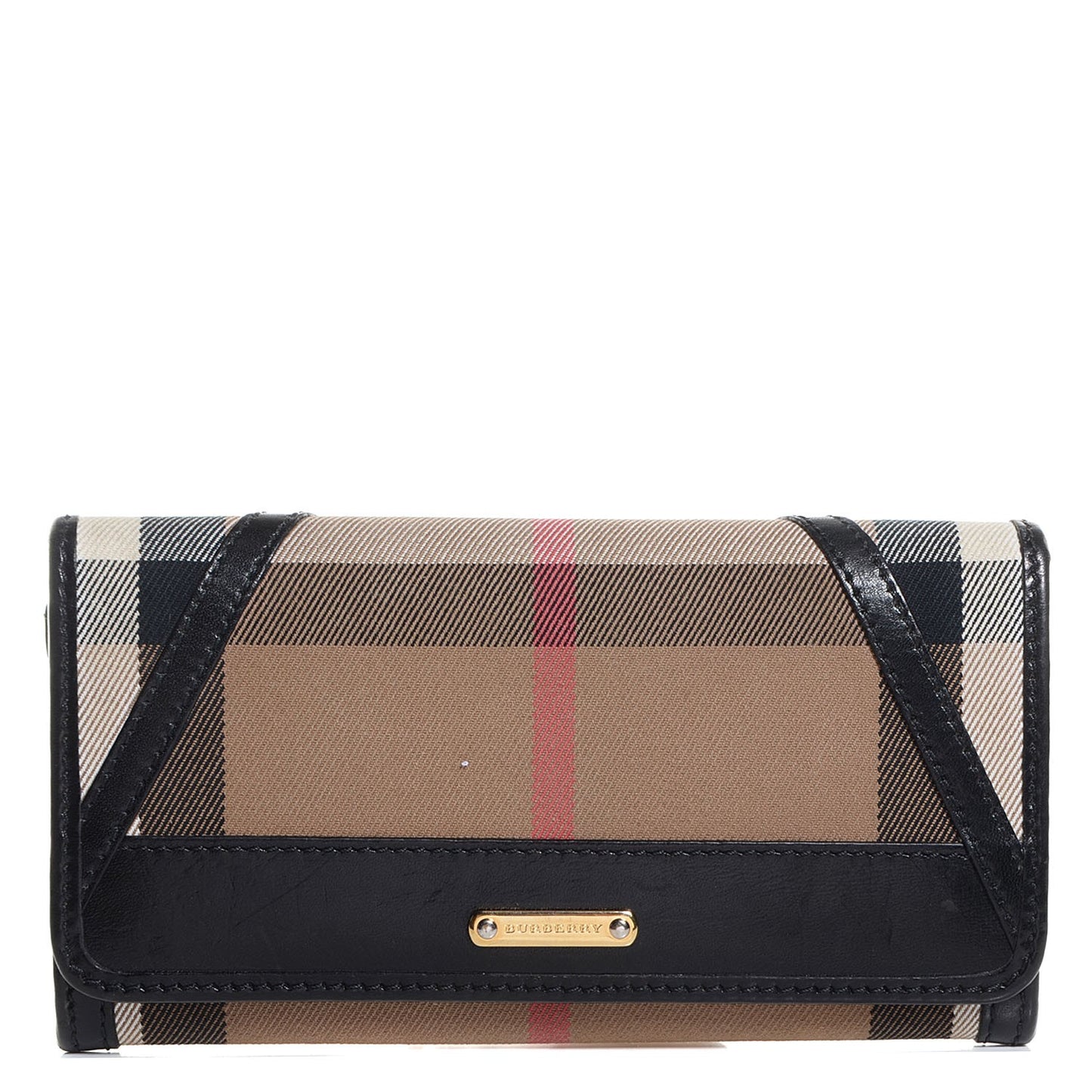 House Check Bridle Calfskin Penrose Continental Wallet Black