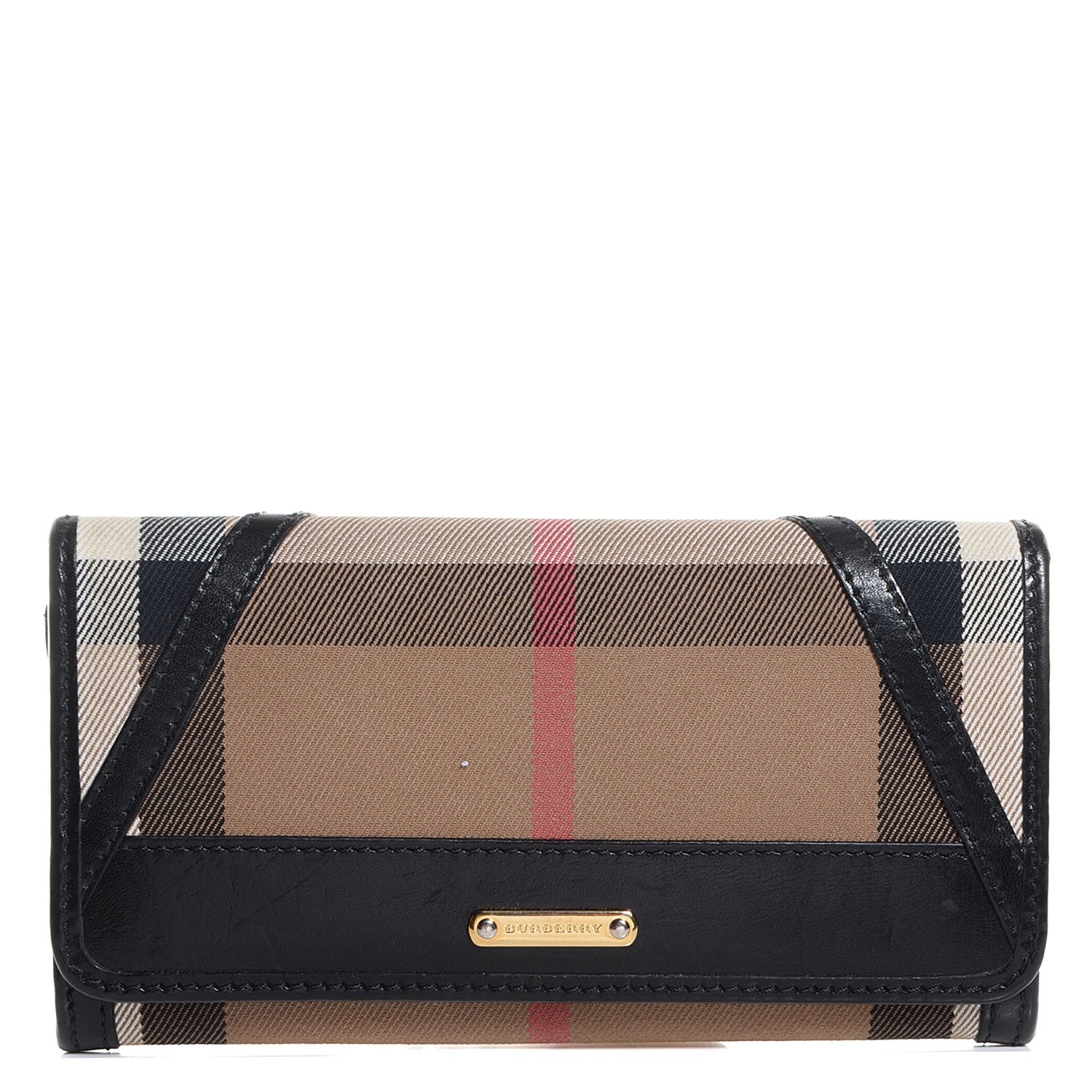 Burberry House Check Bridle Calfskin Penrose Continental Wallet Black 1 of 9