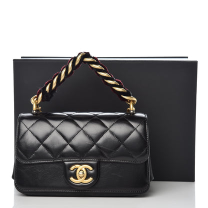 Chanel Iridescent Calfskin Quilted Mini Straight Lined Flap Black 10 of 10
