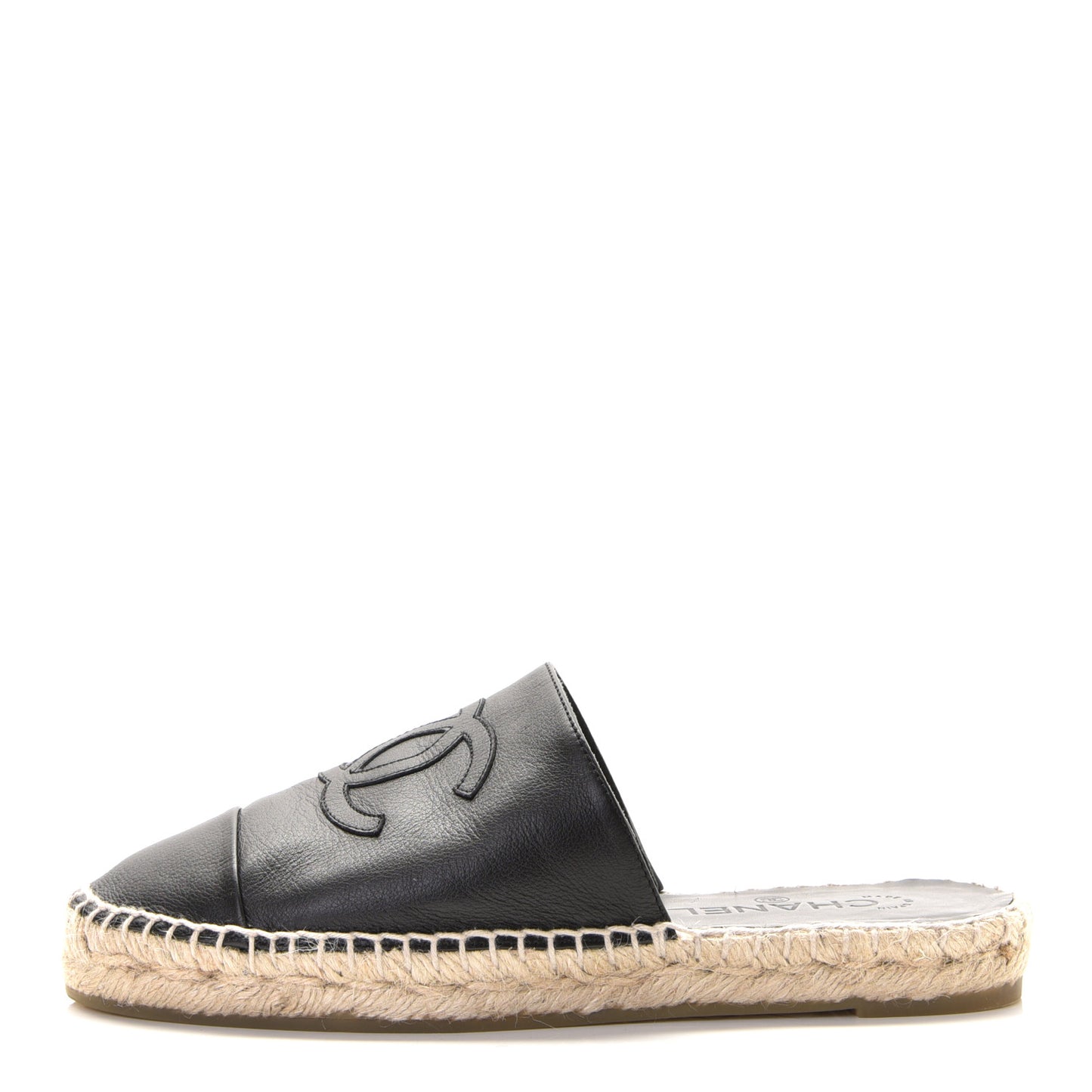 Calfskin CC Espadrille Mules 38 Black
