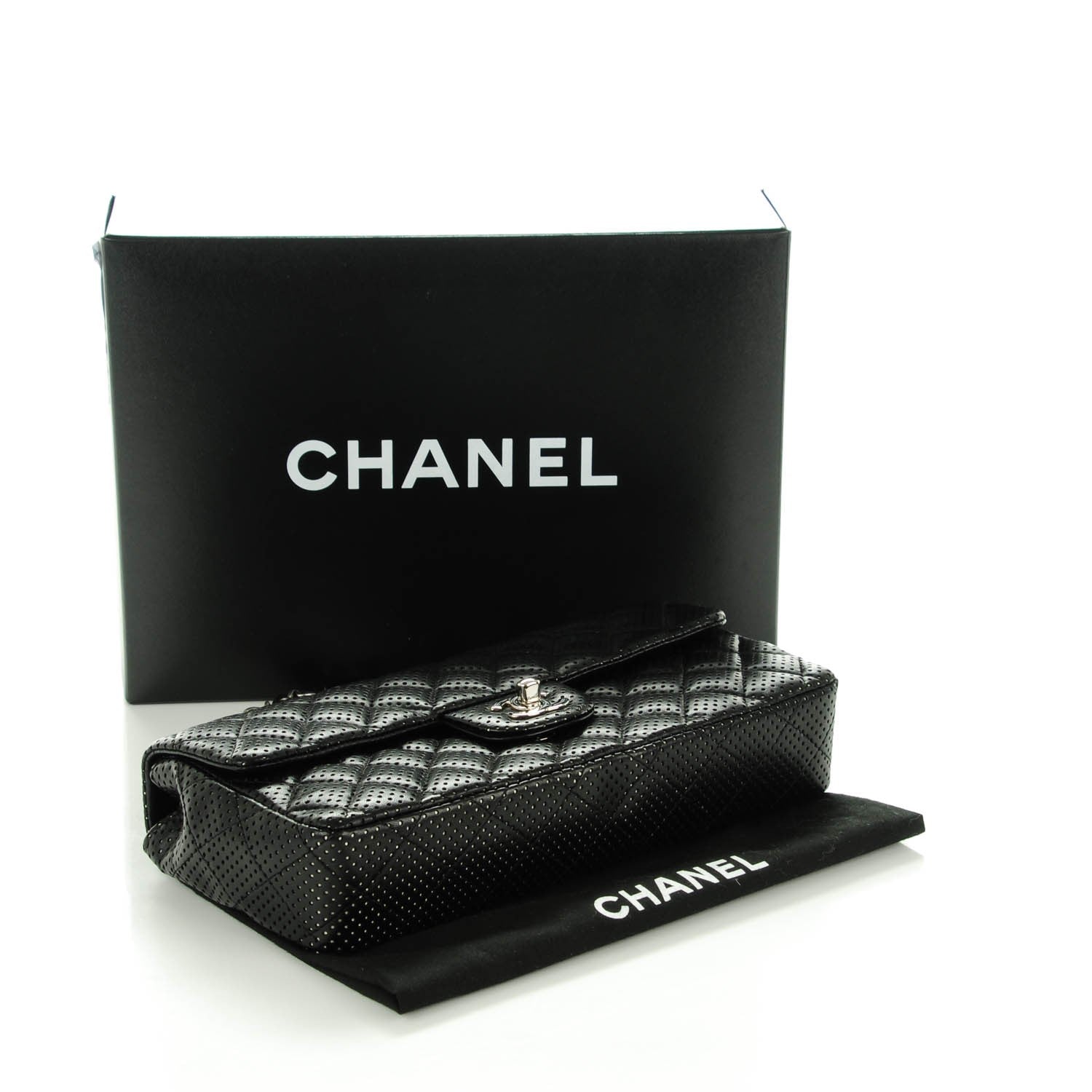 Chanel Lambskin Perforated East West Flap Black 4 of 8