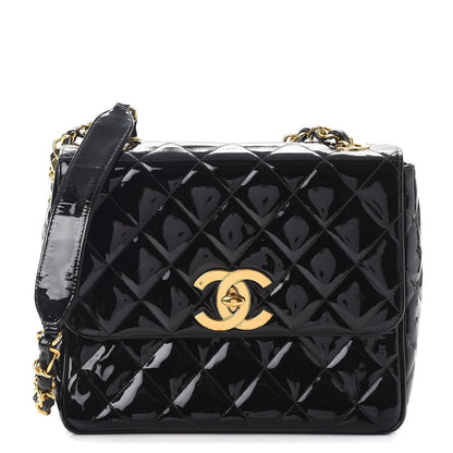 Chanel Patent Quilted Medium Single Flap Black 1 of 12