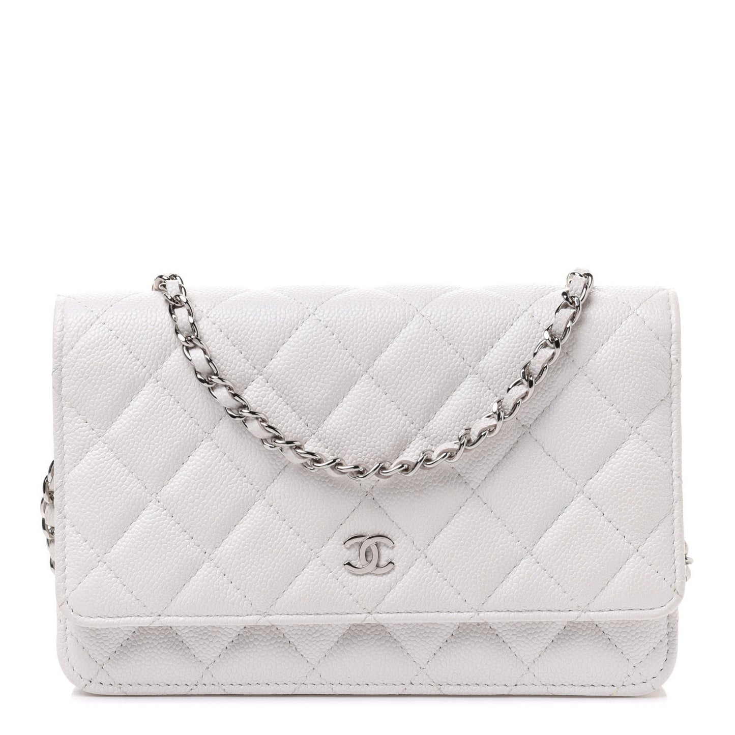 Caviar Quilted Wallet On Chain WOC White