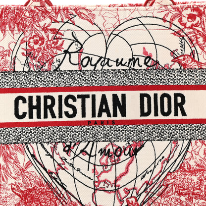 Christian Dior Canvas Embroidered Medium Dioramour D-Royaume Book Tote Red Multicolor 8 of 10
