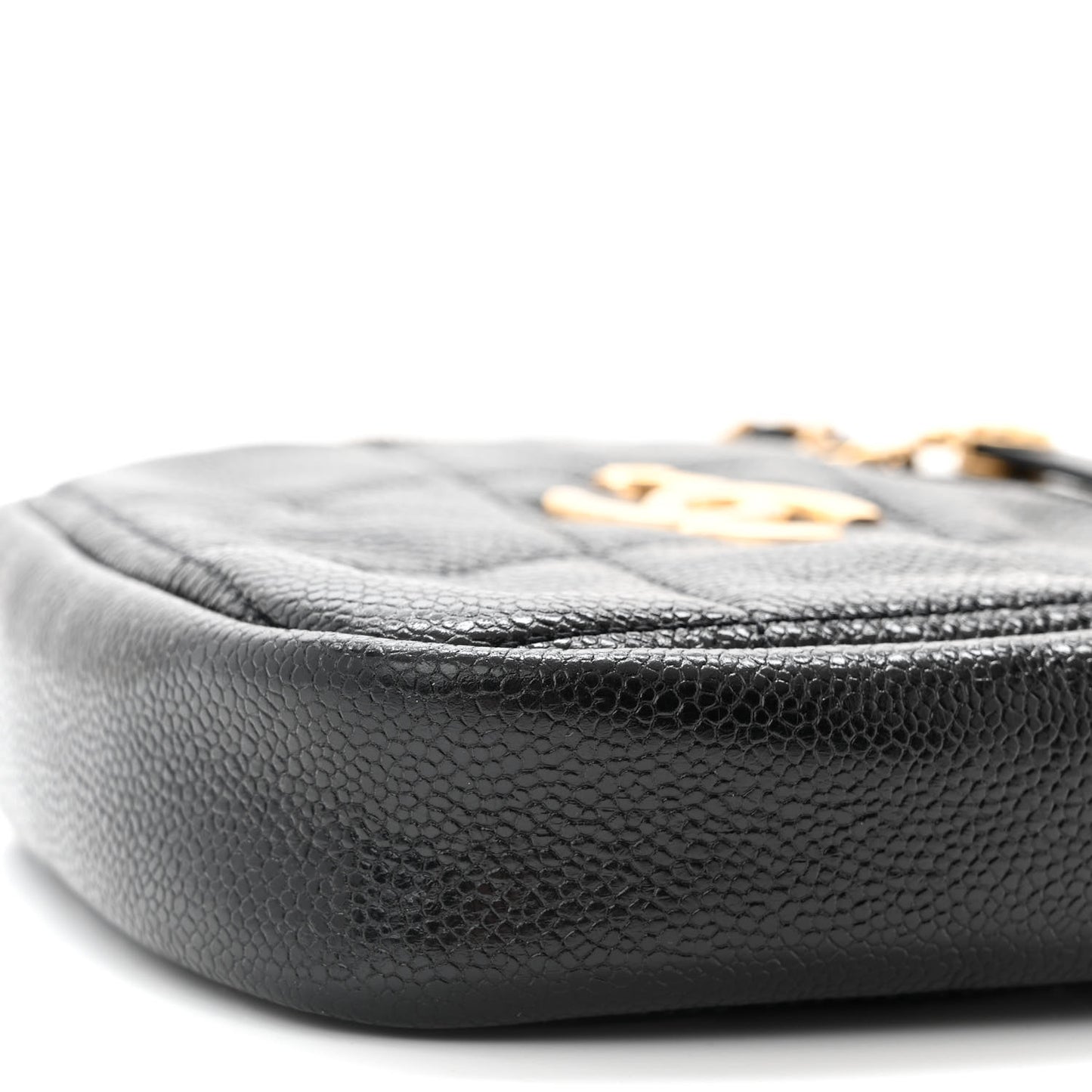 Caviar Quilted Diamond Clutch With Chain Black