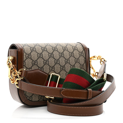 Gucci GG Supreme Monogram Web Mini Horsebit 1955 Shoulder Bag Beige Brown Sugar 3 of 10