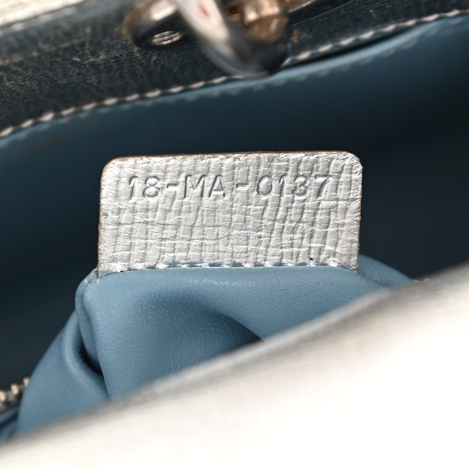 Christian Dior Metallic Grained Calfskin Cannage Small Lucky Badges My Lady Dior Silver 7 of 17