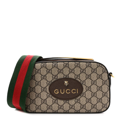 Gucci GG Supreme Monogram Web Neo Vintage Shoulder Bag Beige New Acero Crop 1 of 10