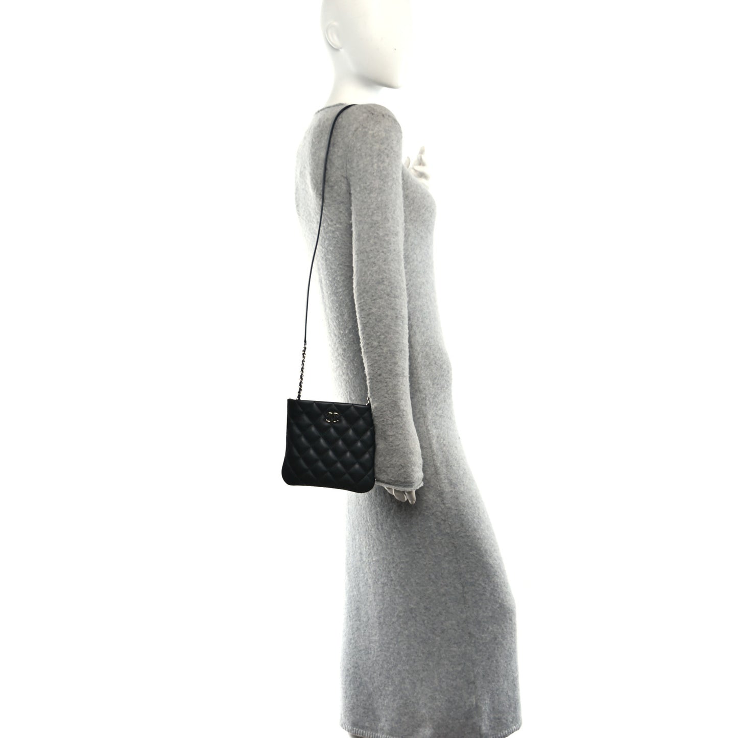 Lambskin Quilted Crossbody Bag Black