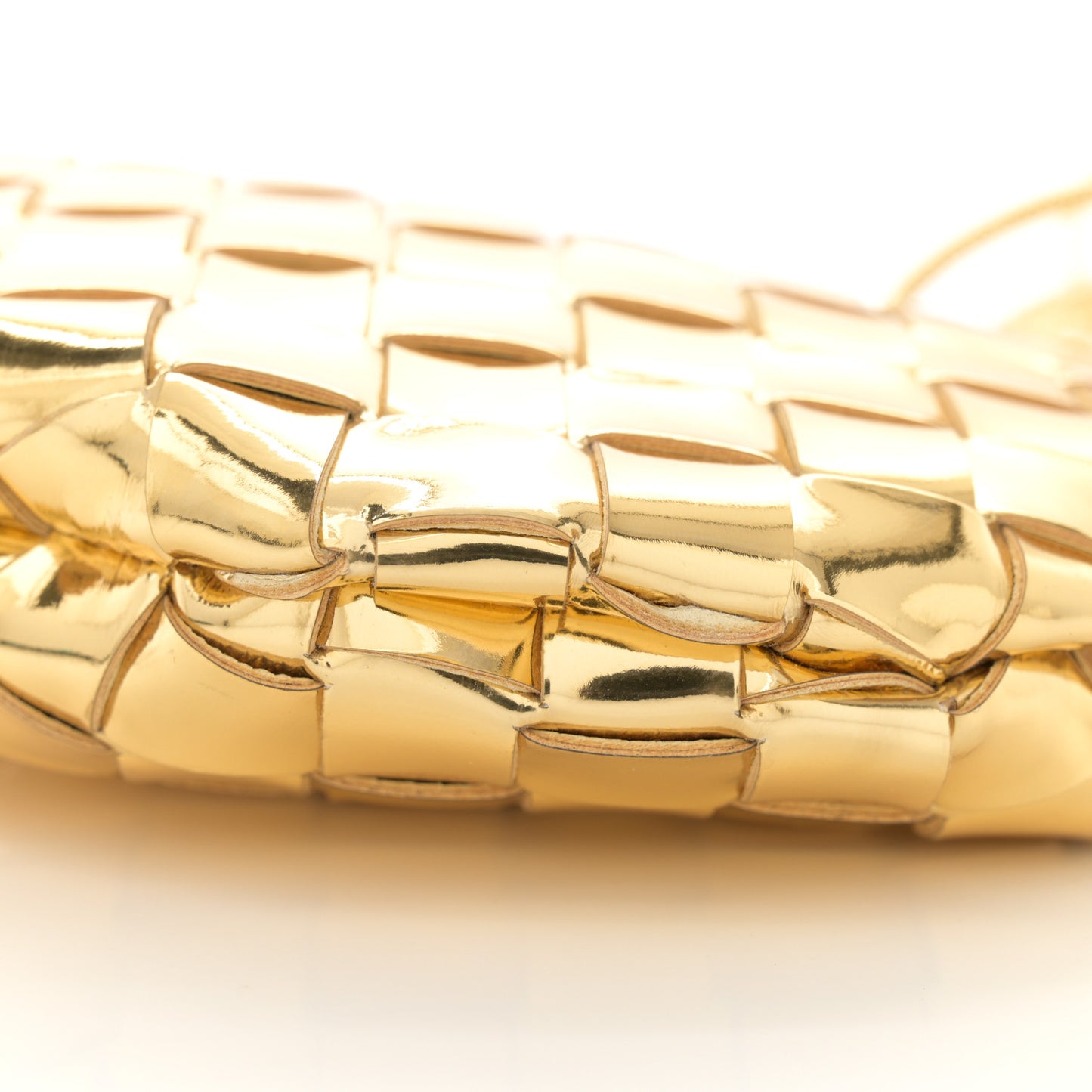 Mirror Laminated Nappa Intrecciato Mini Sardine Bag Gold