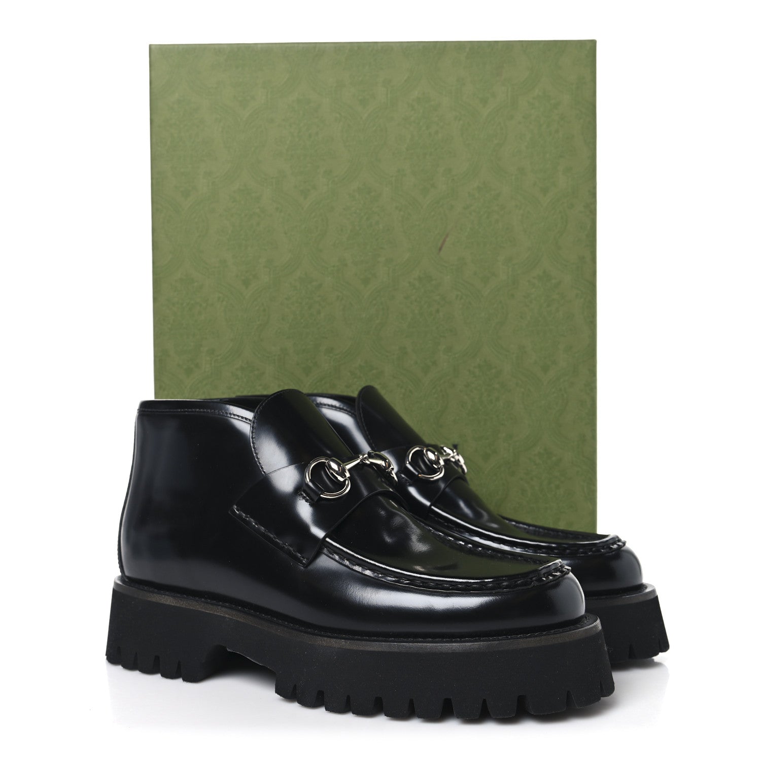 Gucci Cordovan Lux Womens Horsebit Platform Ankle Boots 38.5 Black 10 of 10