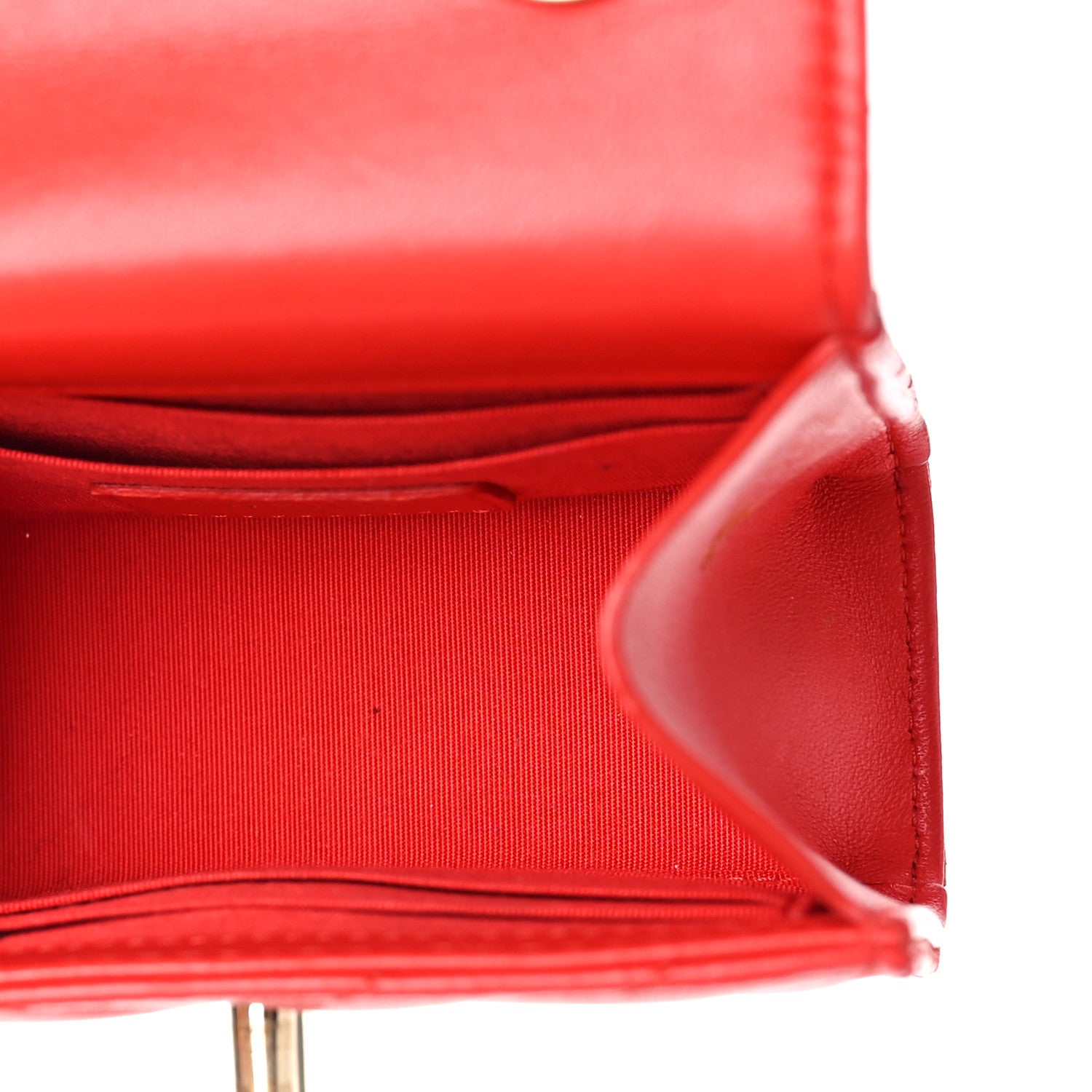 Chanel Lambskin Chevron Quilted Mini Trendy CC Chain Wallet Red 5 of 9