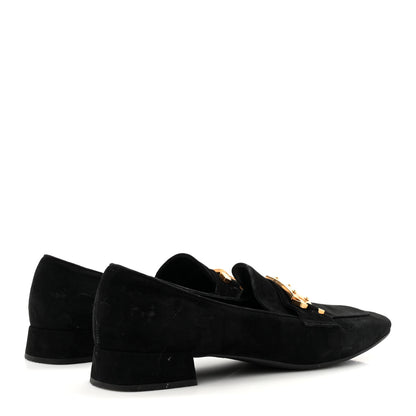 Prada Suede Metal Plate Logo Loafers 37.5 Black 4 of 12
