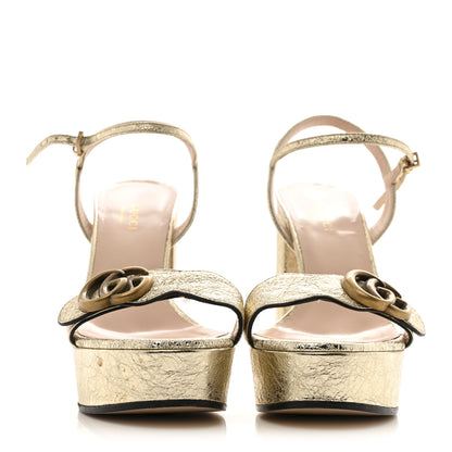 Gucci Galassia GG Marmont Ankle Wrap 30/115mm Platform Sandals 36.5 Platino 3 of 12