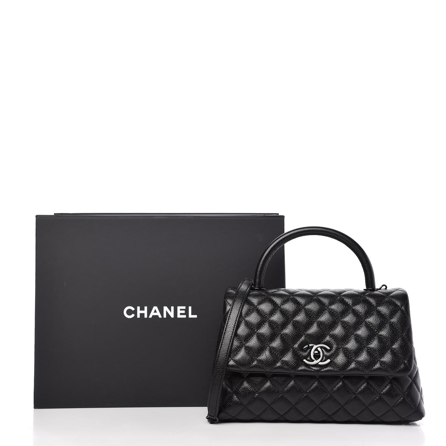 Caviar Quilted Small Coco Handle Flap So Black