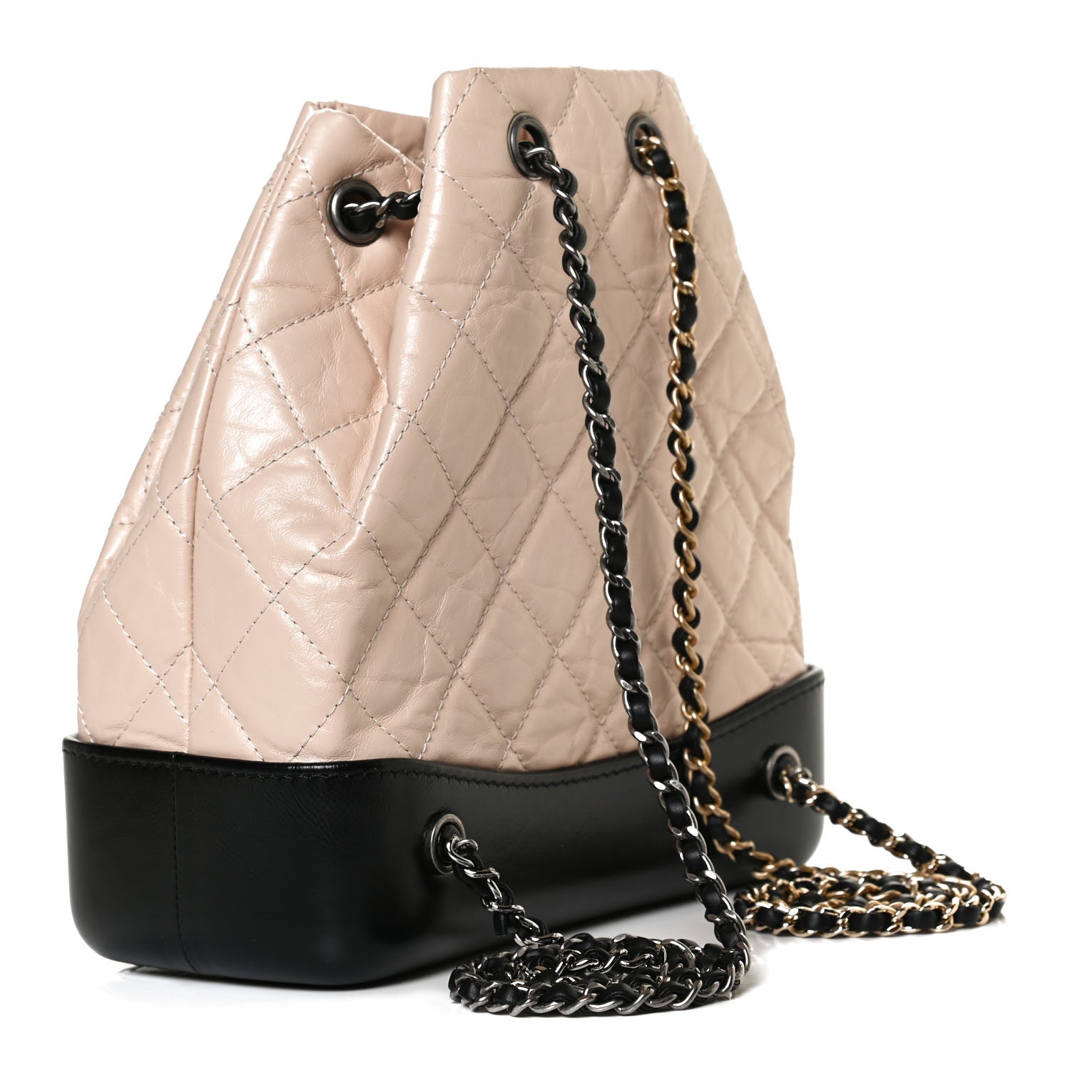 Chanel Aged Calfskin Quilted Small Gabrielle Backpack Beige Black 3 of 13
