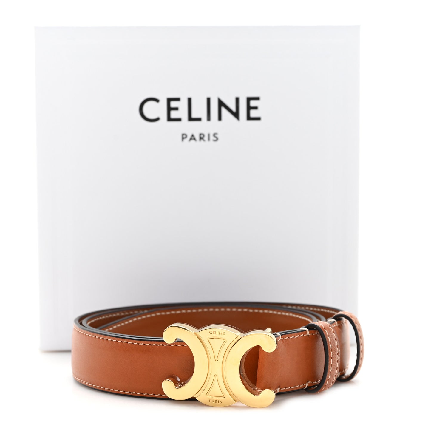 Box Calfskin Small 18mm Triomphe Belt 80 32 Tan