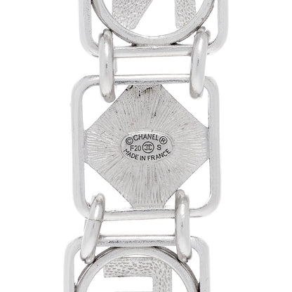 Chanel Crystal Pearl Resin Chanel Logo Drop Earrings Silver Pearly White Black 4 of 4