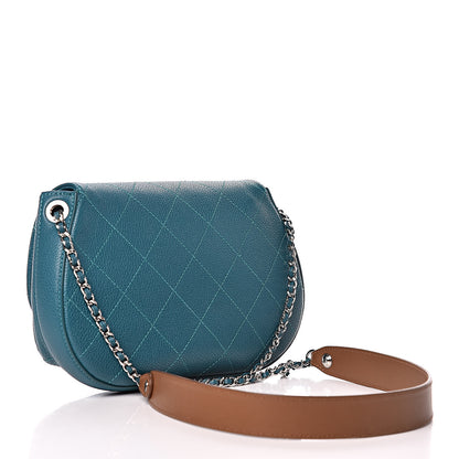 Chanel Grained Calfskin Stitched Messenger Flap Bag Teal 3 of 9