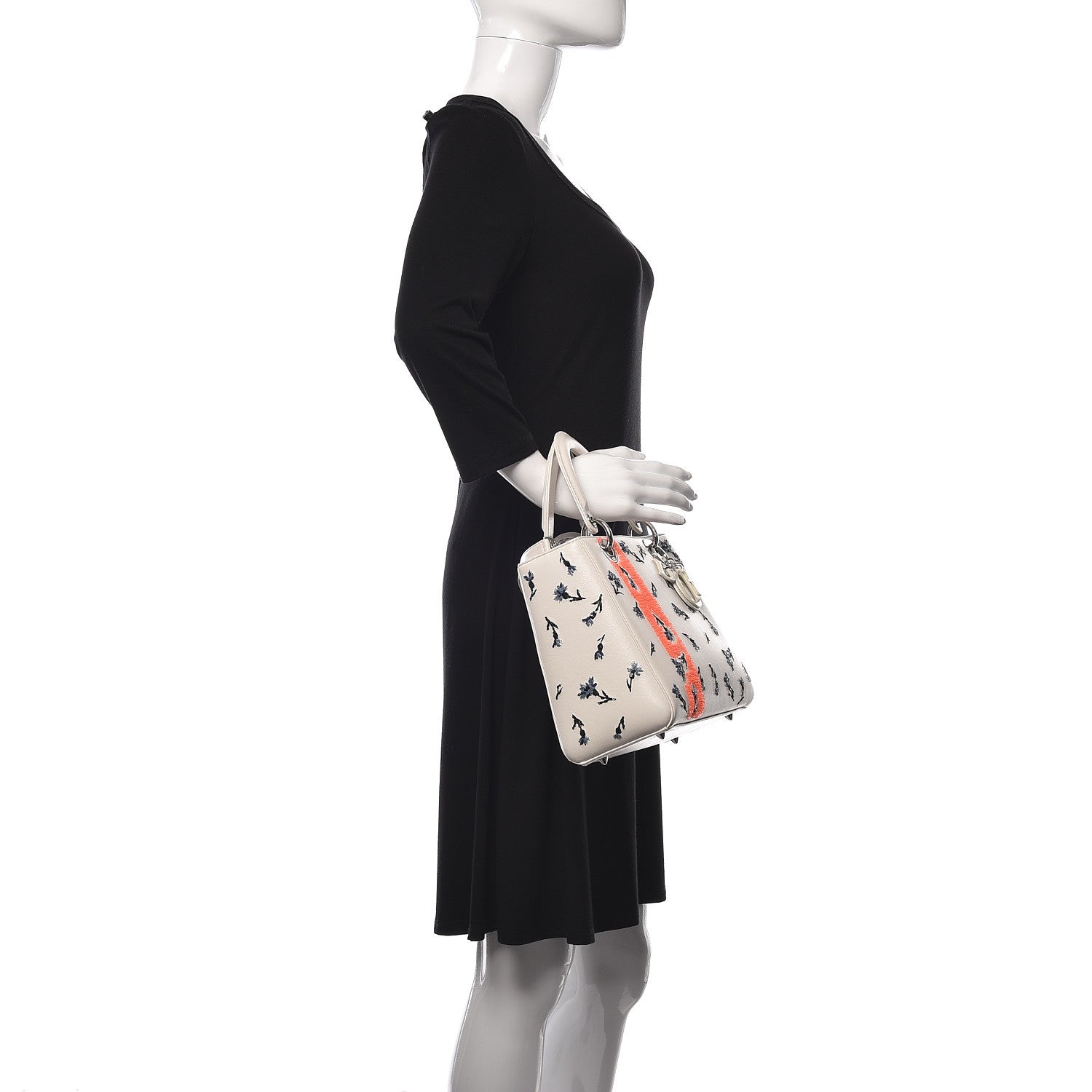 Christian Dior Lambskin Embroidered Sequin Medium Flower Lady Dior Off White 2 of 11