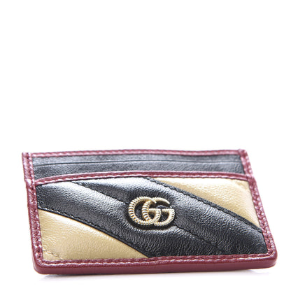 Gucci Azalea Calfskin Matelasse Diagonal Patchwork Torchon GG Marmont Card Case Black Beige Romantic Cerise 3 of 7