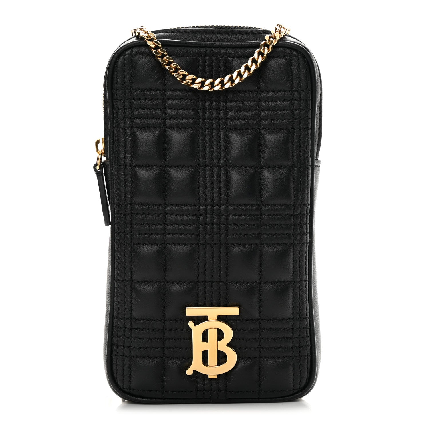 Burberry Lambskin Quilted Mini Lola Vertical Crossbody Bag Black 1 of 10