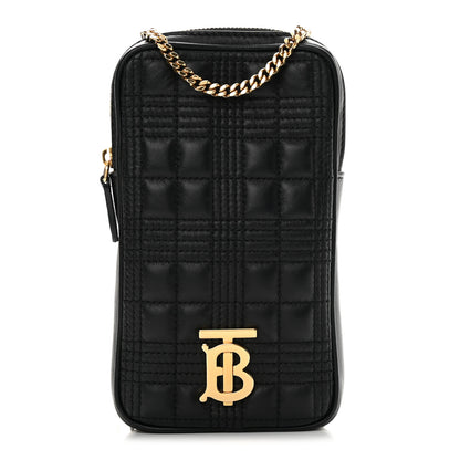 Burberry Lambskin Quilted Mini Lola Vertical Crossbody Bag Black 1 of 10