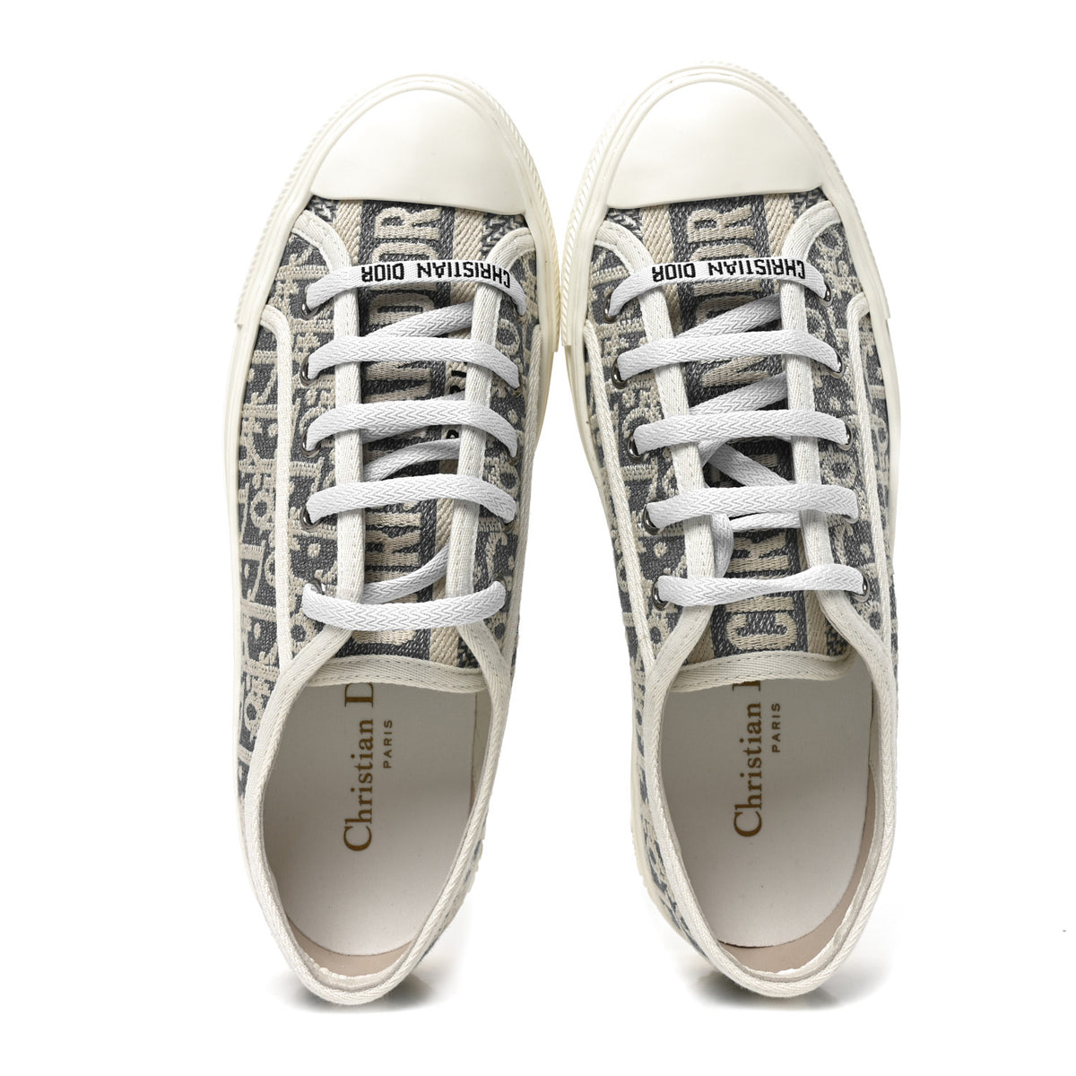 Christian Dior Oblique Chambray Raffia Effect Walk'N'Dior Low Top Sneakers 37 Blue Light Biscuit 5 of 8