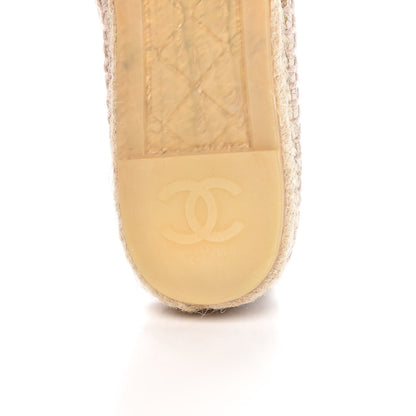 Chanel Crackled Calfskin Espadrilles 38 Beige Black 6 of 12
