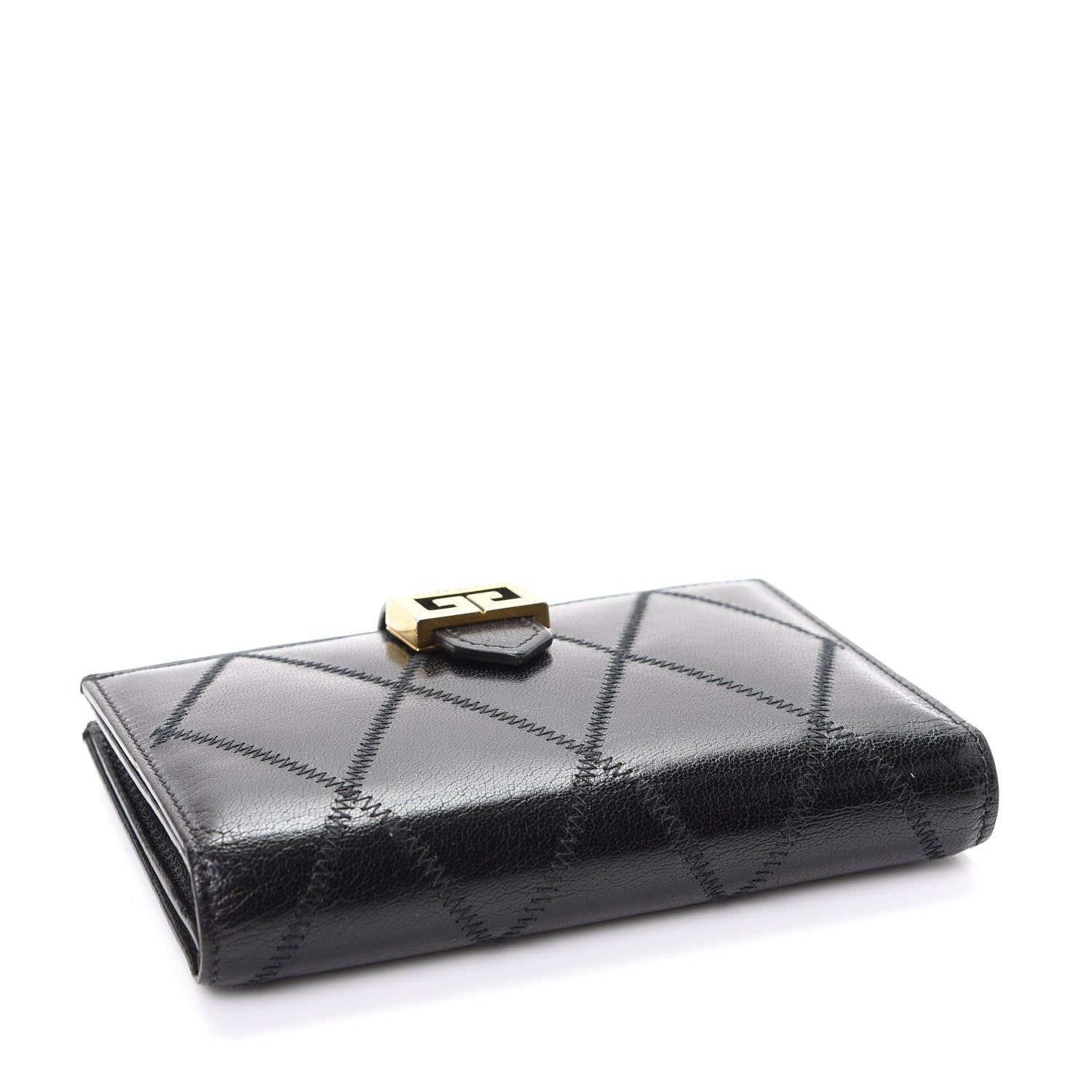 Givenchy Goatskin Diamond Quilted GV3 Medium Wallet Black 4 of 9