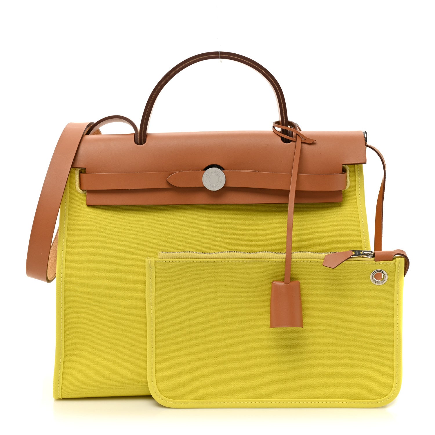 Hermes Vache Hunter Toile Herbag Zip 31 PM Lime Naturel 3 of 14