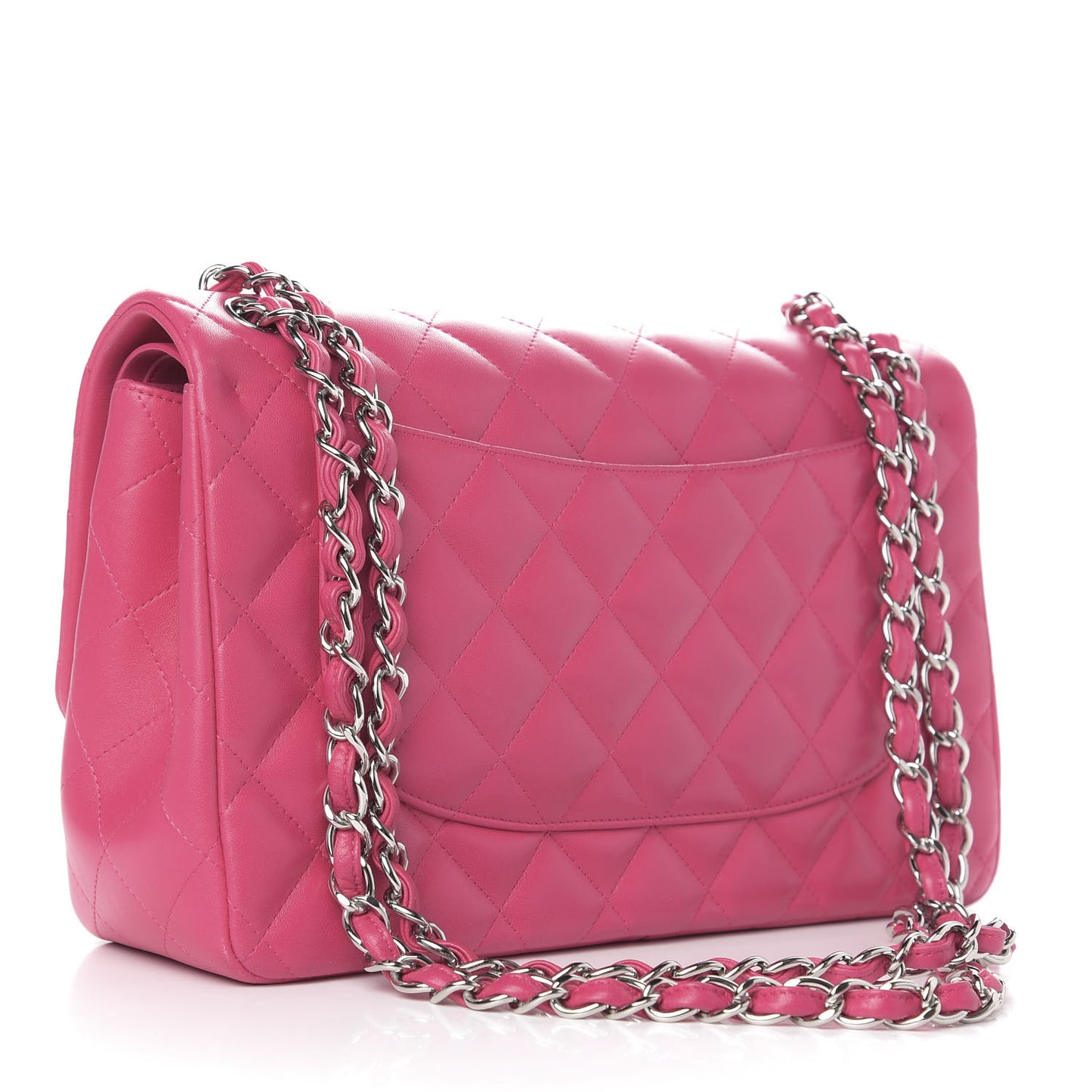 Lambskin Quilted Jumbo Double Flap Dark Pink