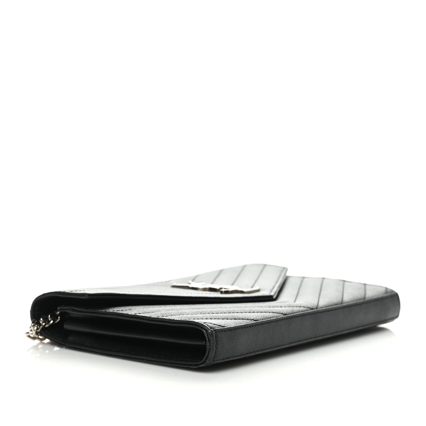 Grain De Poudre Matelasse Chevron Monogram Chain Wallet Black