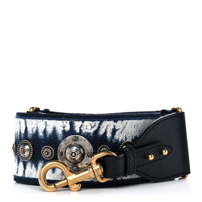 Christian Dior Canvas Embroidered Studded Tie Dye Shoulder Strap Blue 1 of 6