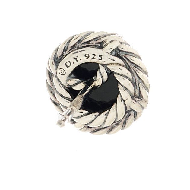 David Yurman Sterling Silver Black Onyx 8mm Chatelaine Earrings 4 of 5