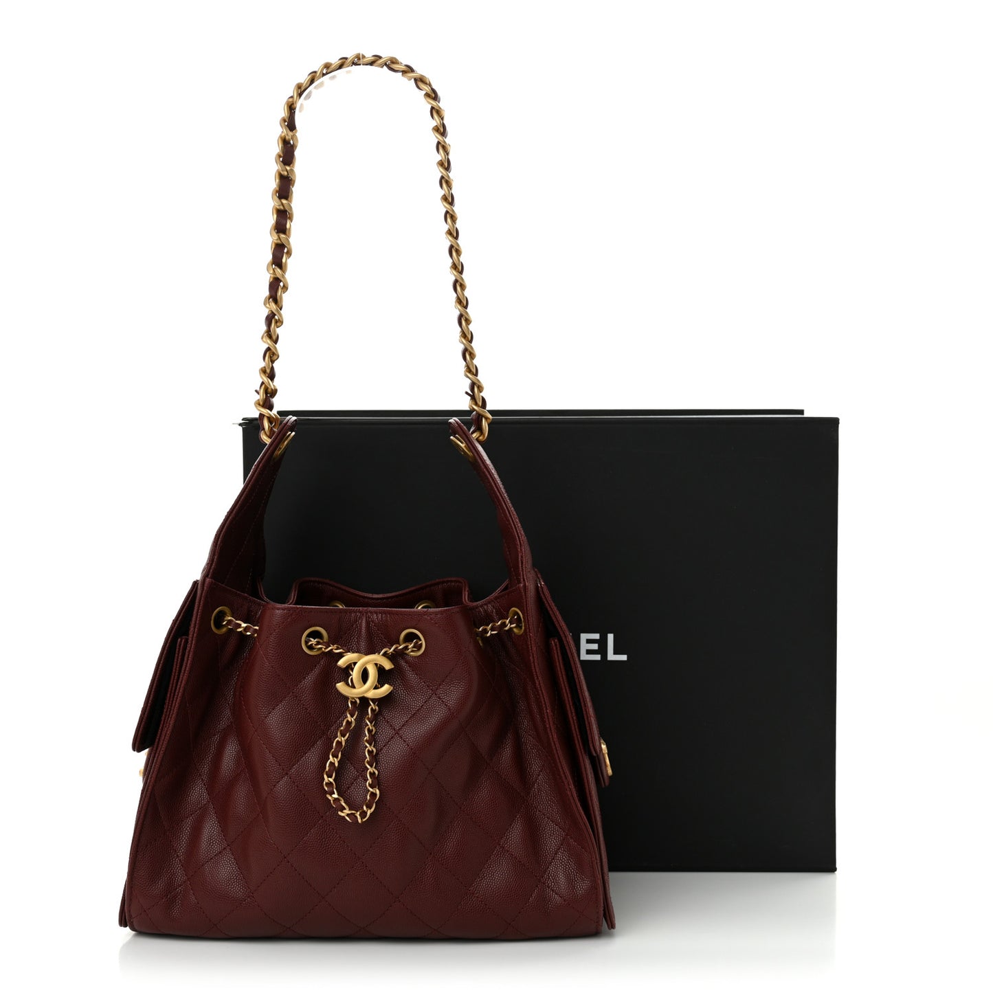 Caviar Quilted Small Chanel 25 Handbag Burgundy