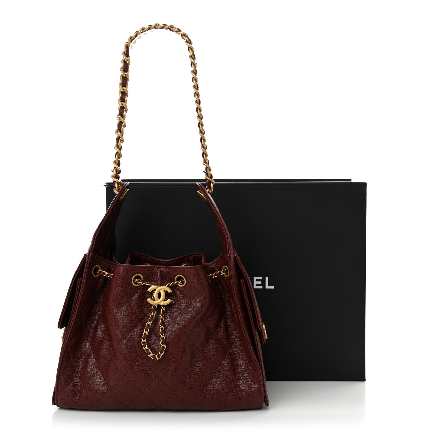 Chanel Caviar Quilted Small Chanel 25 Handbag Burgundy 11 of 11