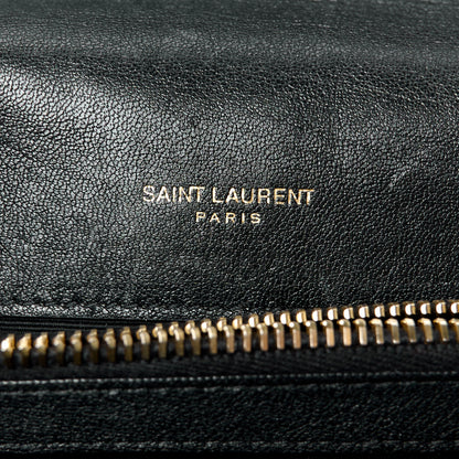 Saint Laurent Sheepskin Matelasse Chevron Monogram Medium College Bag Black 6 of 10