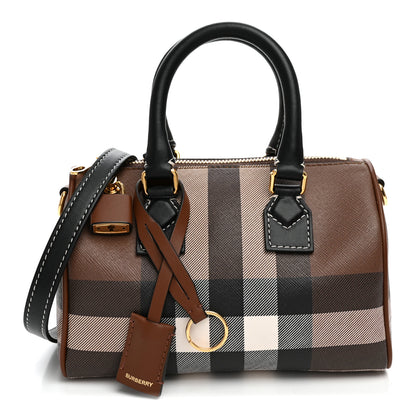 Burberry E-canvas Check Mini Bowling Bag Dark Birch Brown 1 of 9