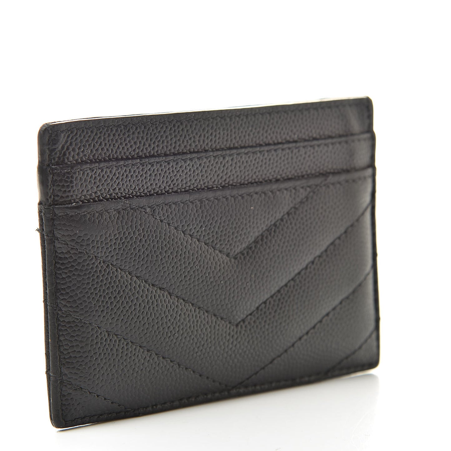 Grain De Poudre Matelasse Chevron Monogram Credit Card Case Black