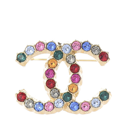 Chanel Crystal Over The Rainbow CC Brooch Gold Multicolor 1 of 4