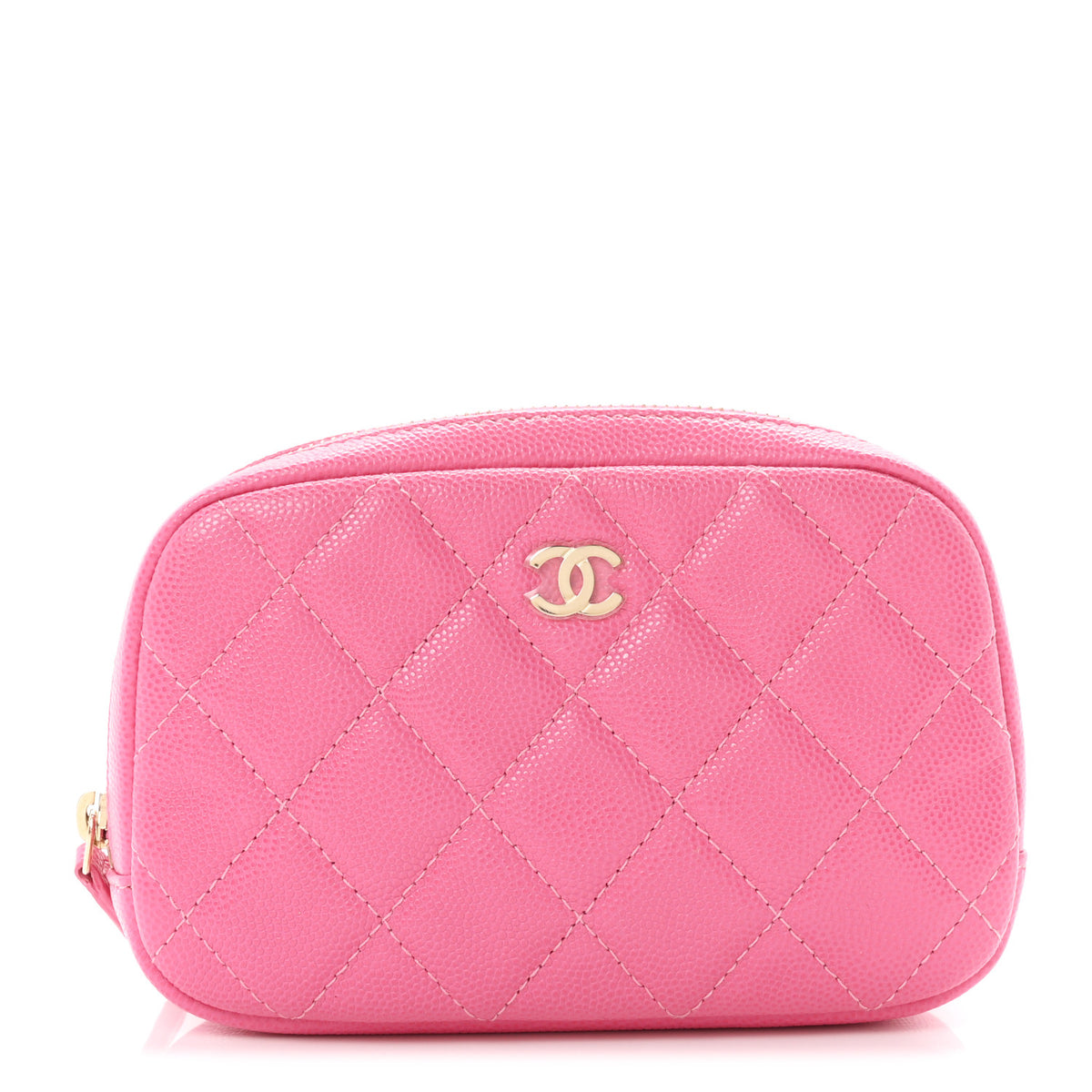 Chanel Caviar Quilted Small Curvy Pouch Cosmetic Case Pink 1 of 7